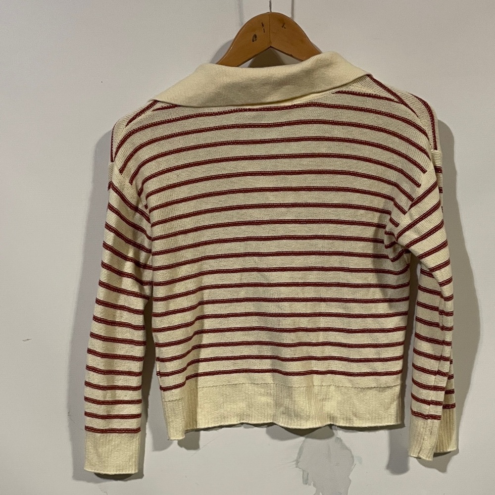 Marine layer Striped Cream and Red Women's Sweater - Picture 3 of 4